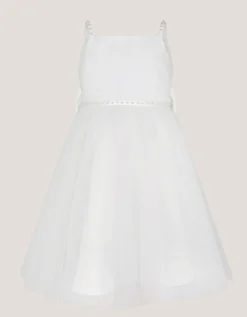 Pearl Embellished Bow Dress Ivory