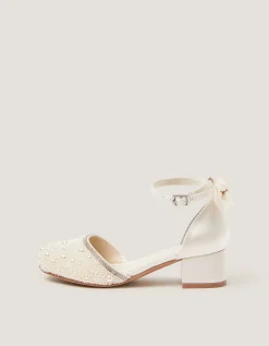 Pearl Embellished Two Part Heels Ivory