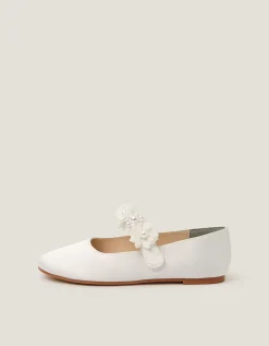 Pearl Flower Ballet Flats Ivory