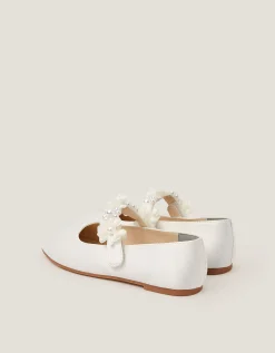 Pearl Flower Ballet Flats Ivory