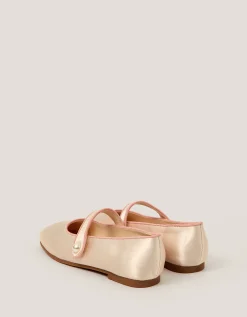 Pearl Strap Satin Ballet Flats Ivory