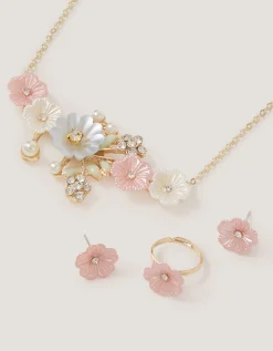 Pearly Flower Jewellery Set
