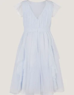 Pennie Embellished Ruffle Party Dress Blue