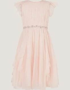Pennie Embellished Ruffle Party Dress Pink