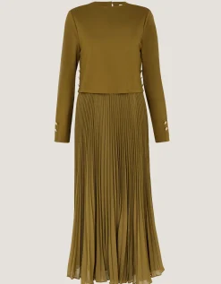 Penny Pleated Midi Dress Green