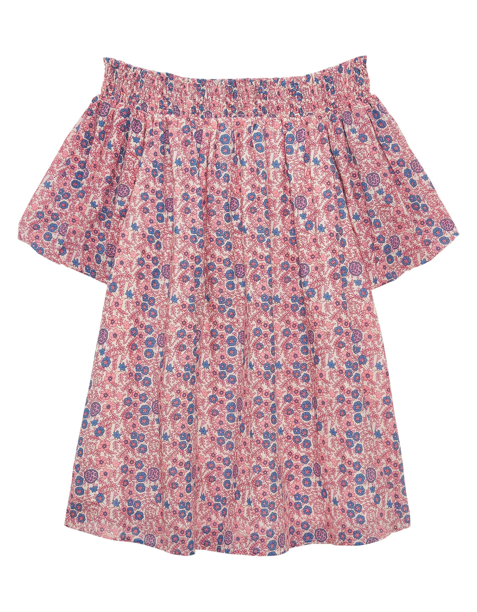 Petite Mendigote Fannie Off-The-Shoulder Floral Mini Dress Pink