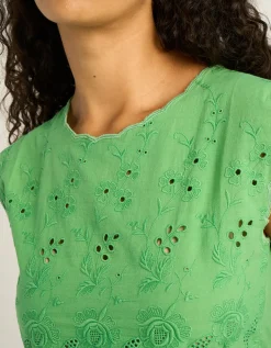Petite Mendigote Tifaine Broderie Cropped Top Green