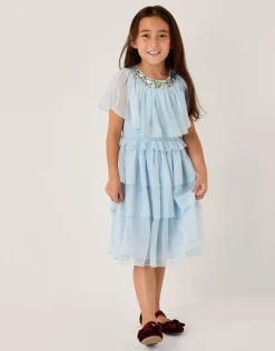 Phoebe Ruffle Tiered Party Dress Blue