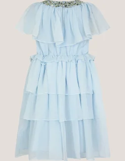 Phoebe Ruffle Tiered Party Dress Blue