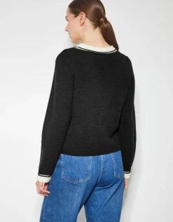 Pia Contrast Trim Cardigan Black