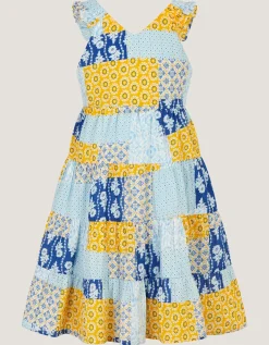 Pia Patchwork Print Dress Blue