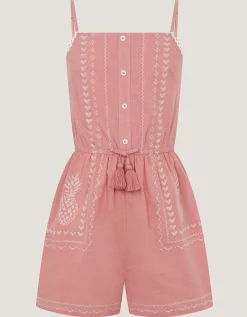 Pineapple Embroidered Playsuit Pink
