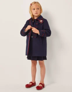 Piped Bow Coat Blue