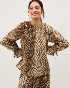 Pippa Animal Print Blouse Green