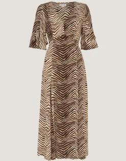 Pippa Animal Print Midi Dress Green
