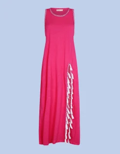 Pitusa Tassel Side Slit Maxi Beach Dress Pink