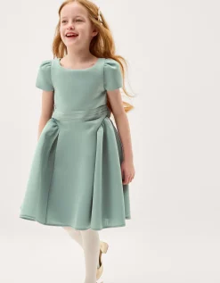 Polly Cap Sleeve Bow Party Dress Green