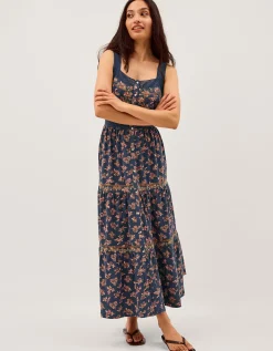 Polly Print Jersey Midi Dress Blue