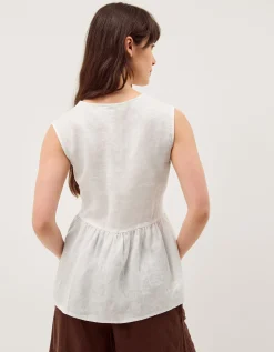 Posey Sleeveless Linen Top White