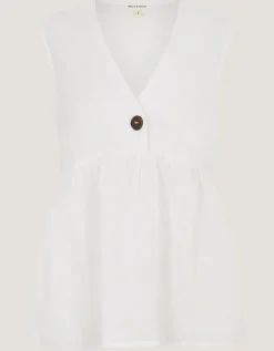 Posey Sleeveless Linen Top White