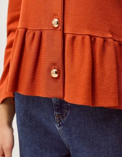 Prune Peplum Cardigan Orange