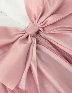 Puff Sleeve Satin Tulle Dress Pink