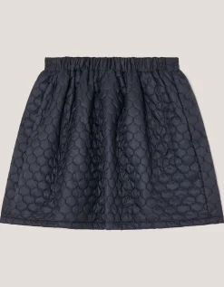 Quilted Embellished Bow Skirt Blue
