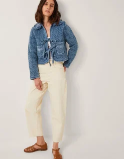 Quinn Tie Quilted Jersey Jacket Blue