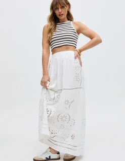 Raffya Georgina Cotton Maxi Skirt Cream