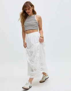 Raffya Georgina Cotton Maxi Skirt Cream