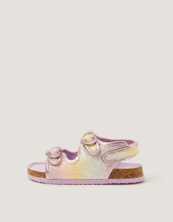 Rainbow Heart Buckle Sandals Multi