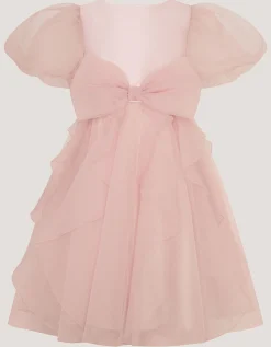 Raphela Puff Sleeve Bow Party Dress Pink