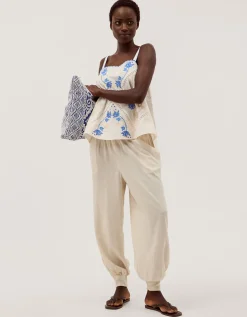 Reese Linen Blend Balloon Trousers Natural