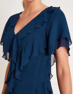 Renata Ruffle Maxi Dress Blue