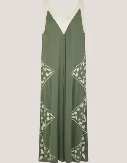 Rhea Embroidered Culotte Romper Green