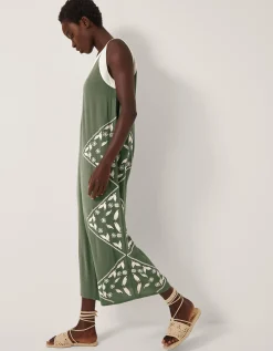 Rhea Embroidered Culotte Romper Green