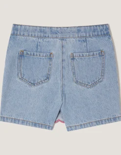 Rhinestone Scallop Denim Skort Blue