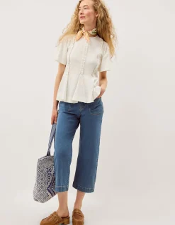 Ria Ruffle Jersey T-Shirt Ivory