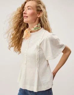 Ria Ruffle Jersey T-Shirt Ivory