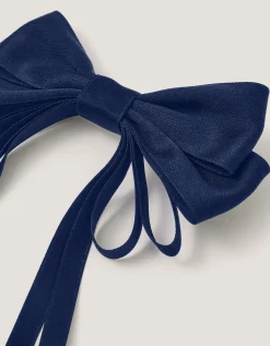 Ribbon Bow School Hair Clip Blue