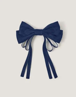 Ribbon Bow School Hair Clip Blue