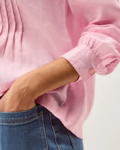 Riley Pintuck Linen Top Pink