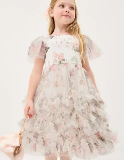 Roma Floral Print Ruffle Party Dress Multi