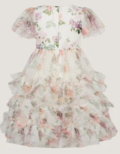 Roma Floral Print Ruffle Party Dress Multi