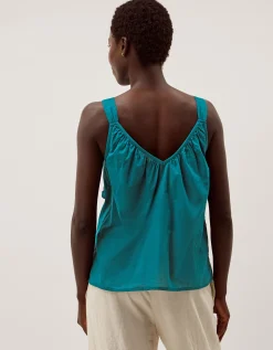 Rosalie Sleeveless Floral Embellished Top Teal