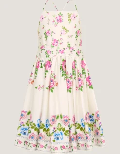 Rose Border Print Party Dress Multi