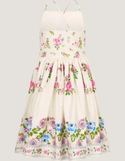 Rose Border Print Party Dress Multi