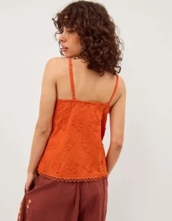 Rosie Embroidered Cami Top Orange
