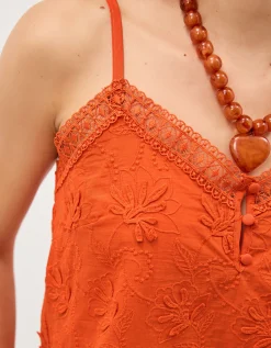 Rosie Embroidered Cami Top Orange