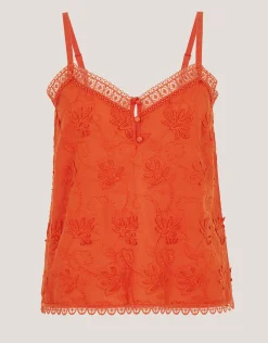 Rosie Embroidered Cami Top Orange